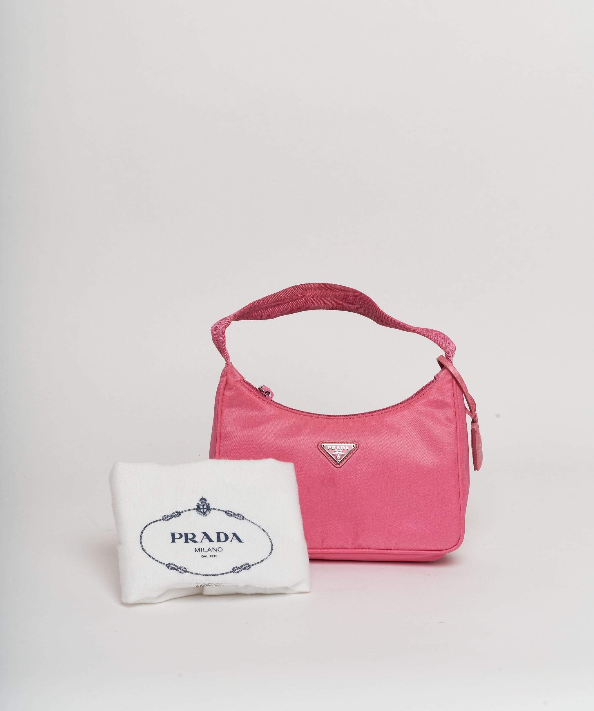 Prada Prada Pink Nylon Pochette Bag