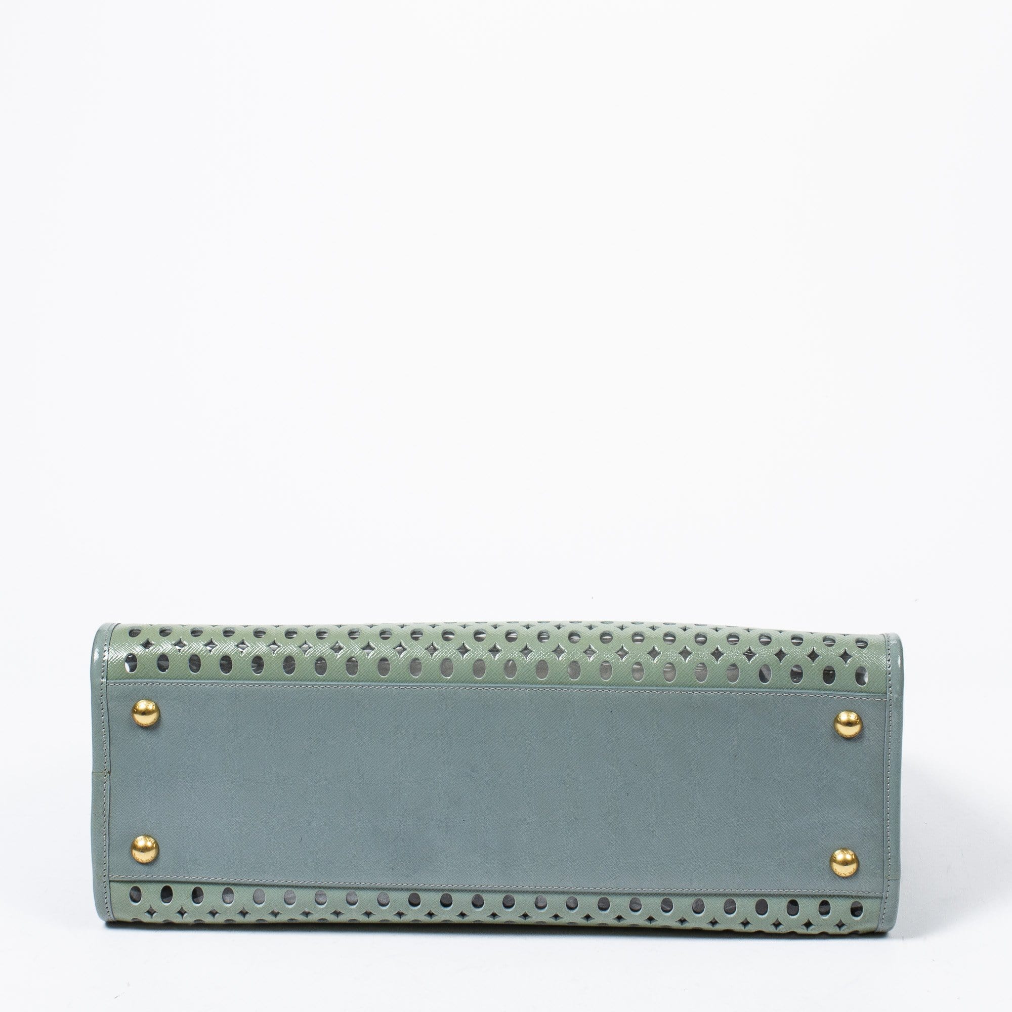 Prada Prada Pistachio Green Perforated Vernice Fori Handbag - AWL1302