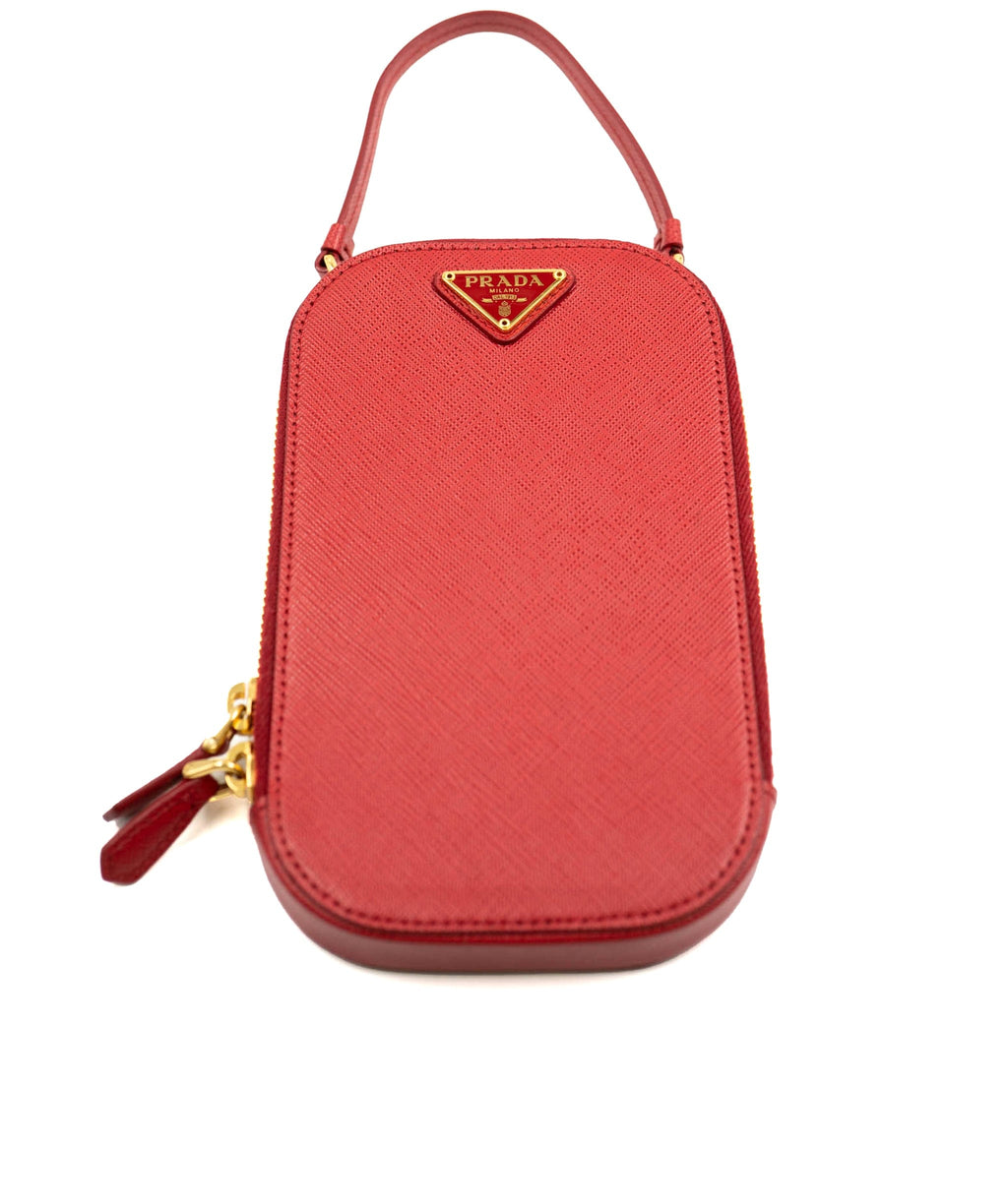 Prada Red Saffiano Leather Flap Crossbody Bag