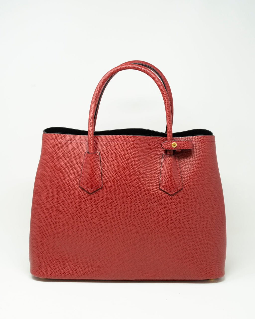 Maroon top prada bag