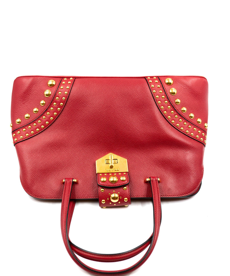 Prada red leather discount bag