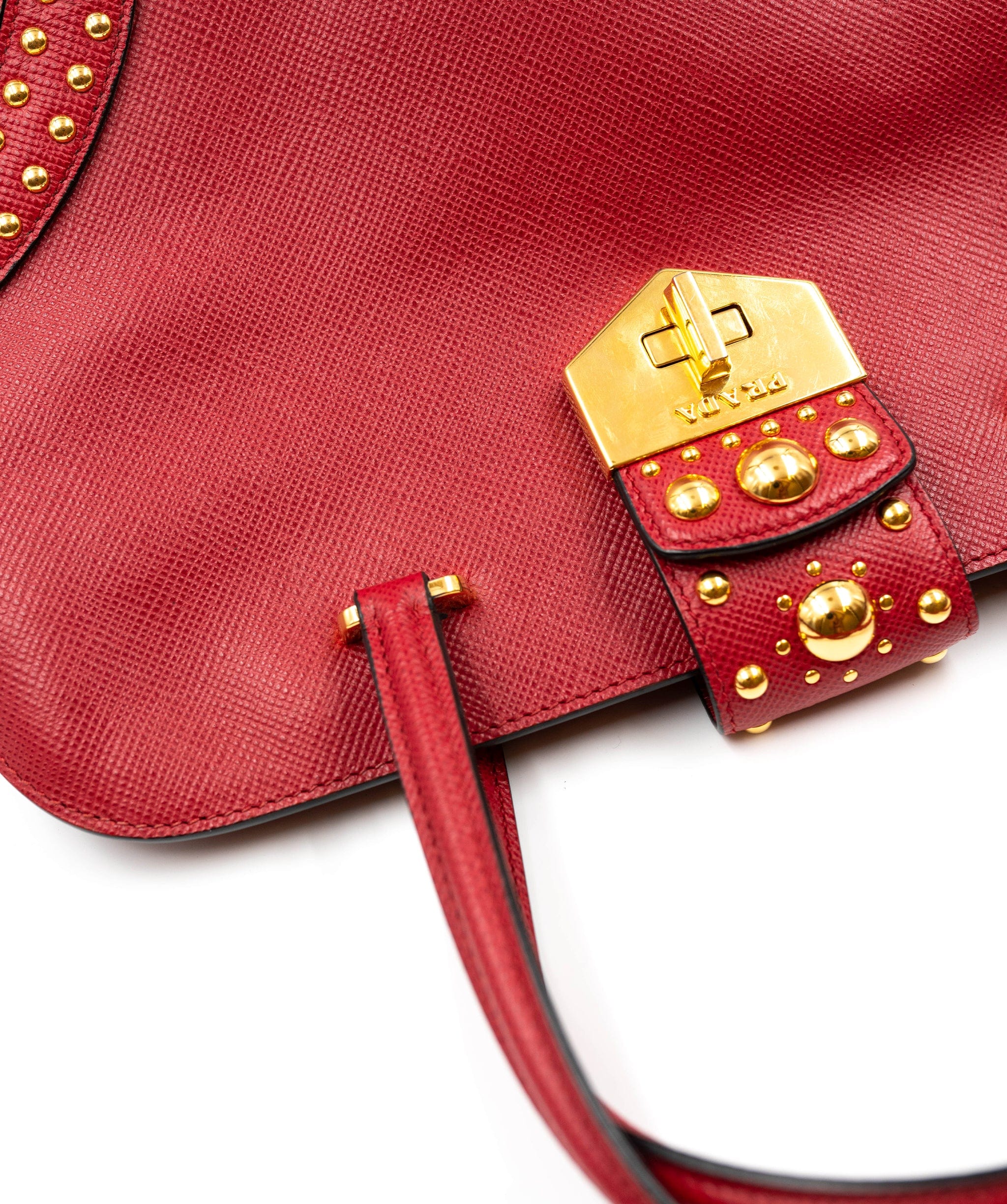 Prada Prada red tote with gold stud Limited edition AGC1344