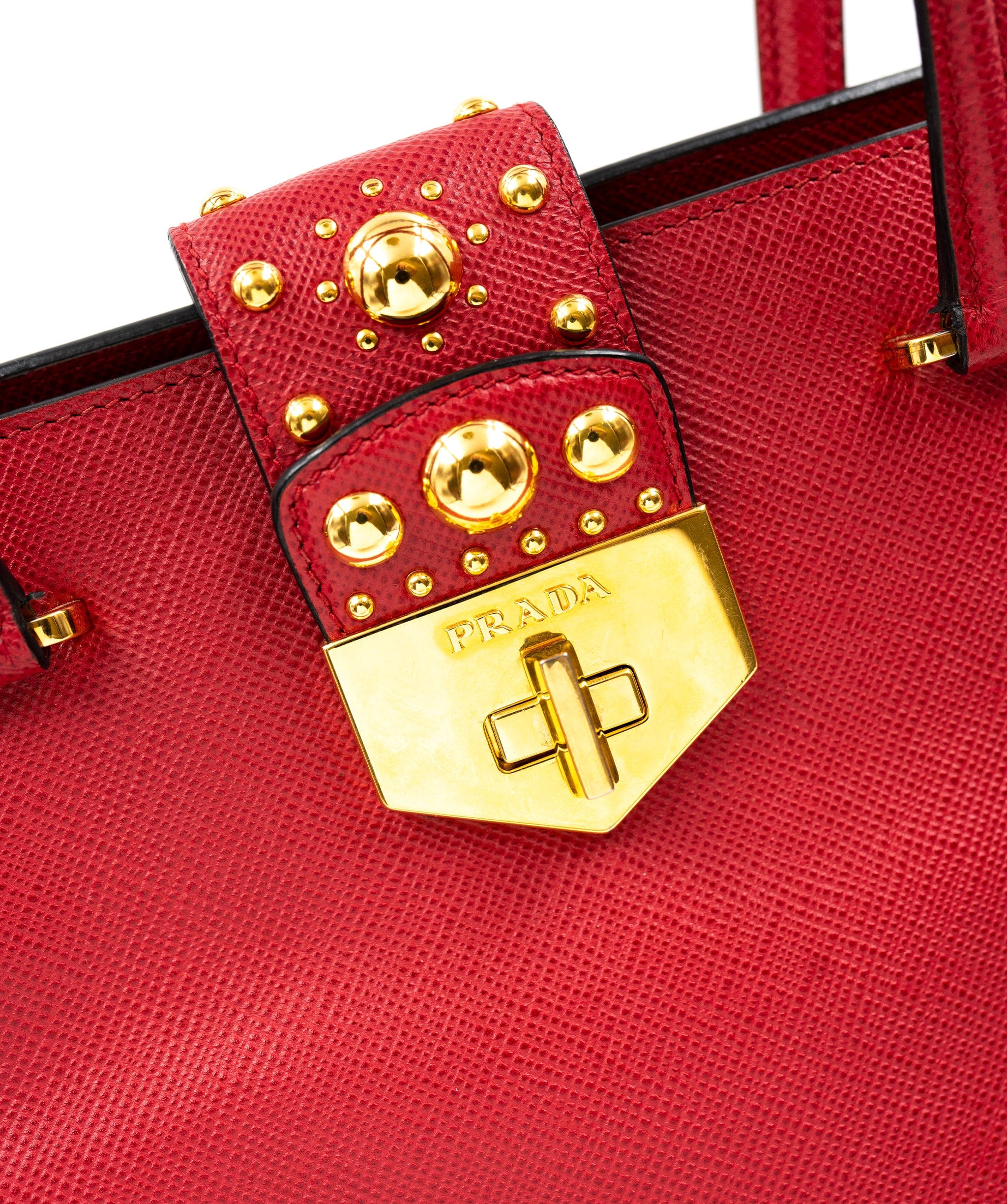 Prada Prada red tote with gold stud Limited edition AGC1344