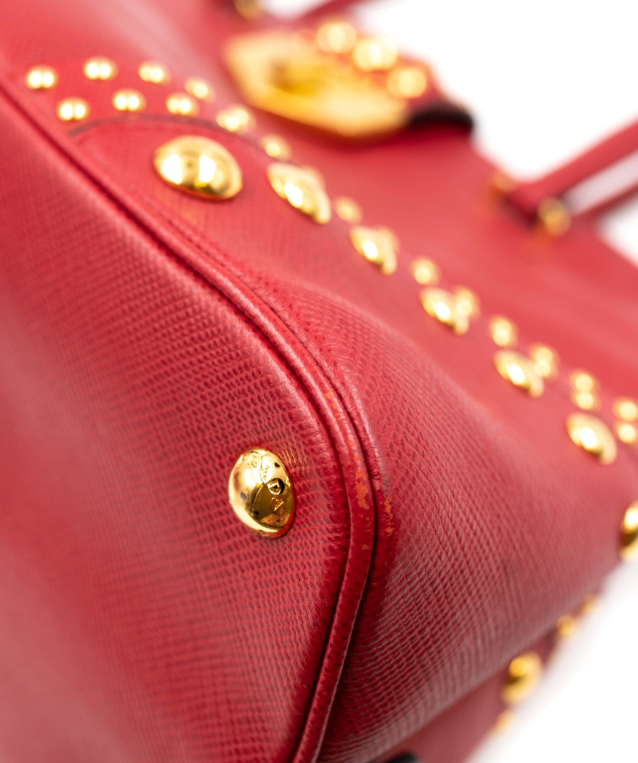 Prada Prada red tote with gold stud Limited edition AGC1344