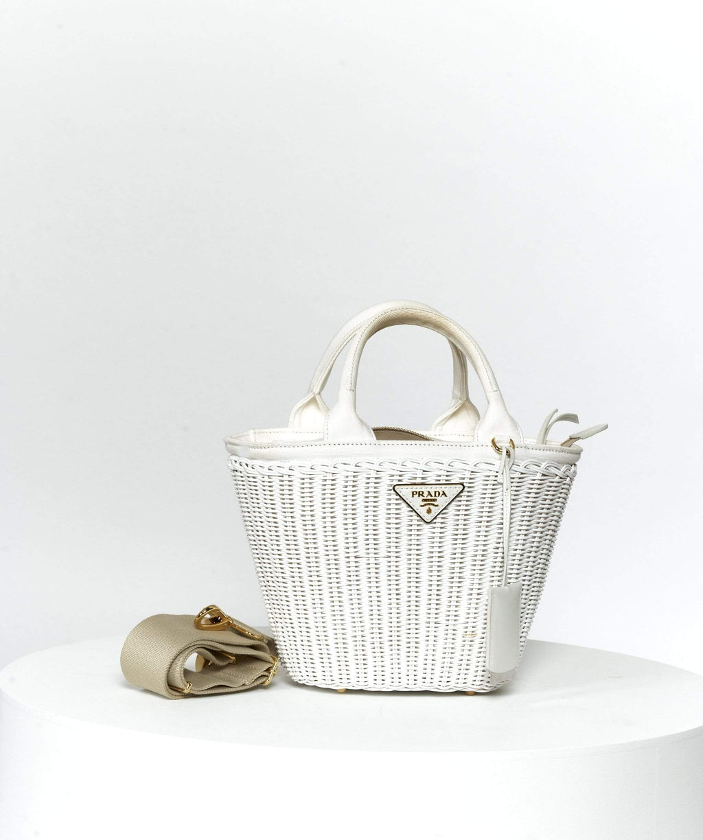 Prada straw wicker bucket bag with strap LuxuryPromise