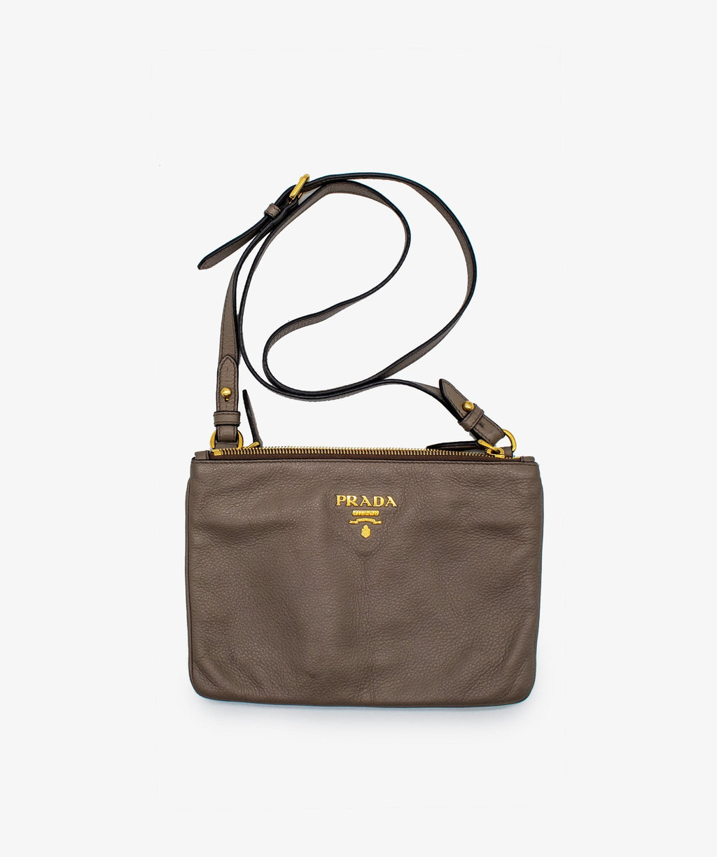 Prada Vitello Daino Double Zip Crossbody Bag