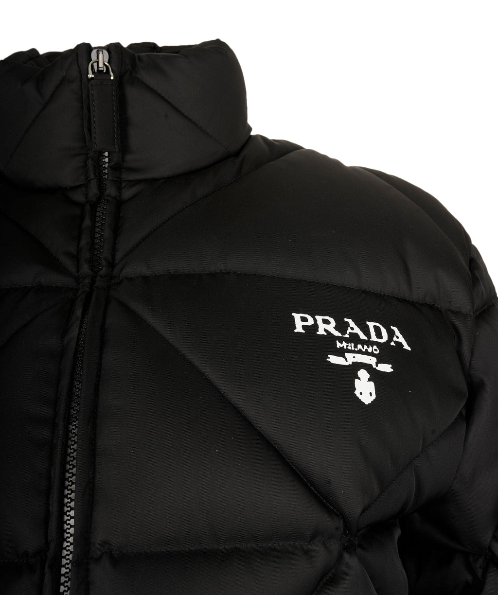 PRADA Heat-Reactive Logo-Plaque Recycled-Polyamide Puffer Jacket in  WHITEBLACK | Endource