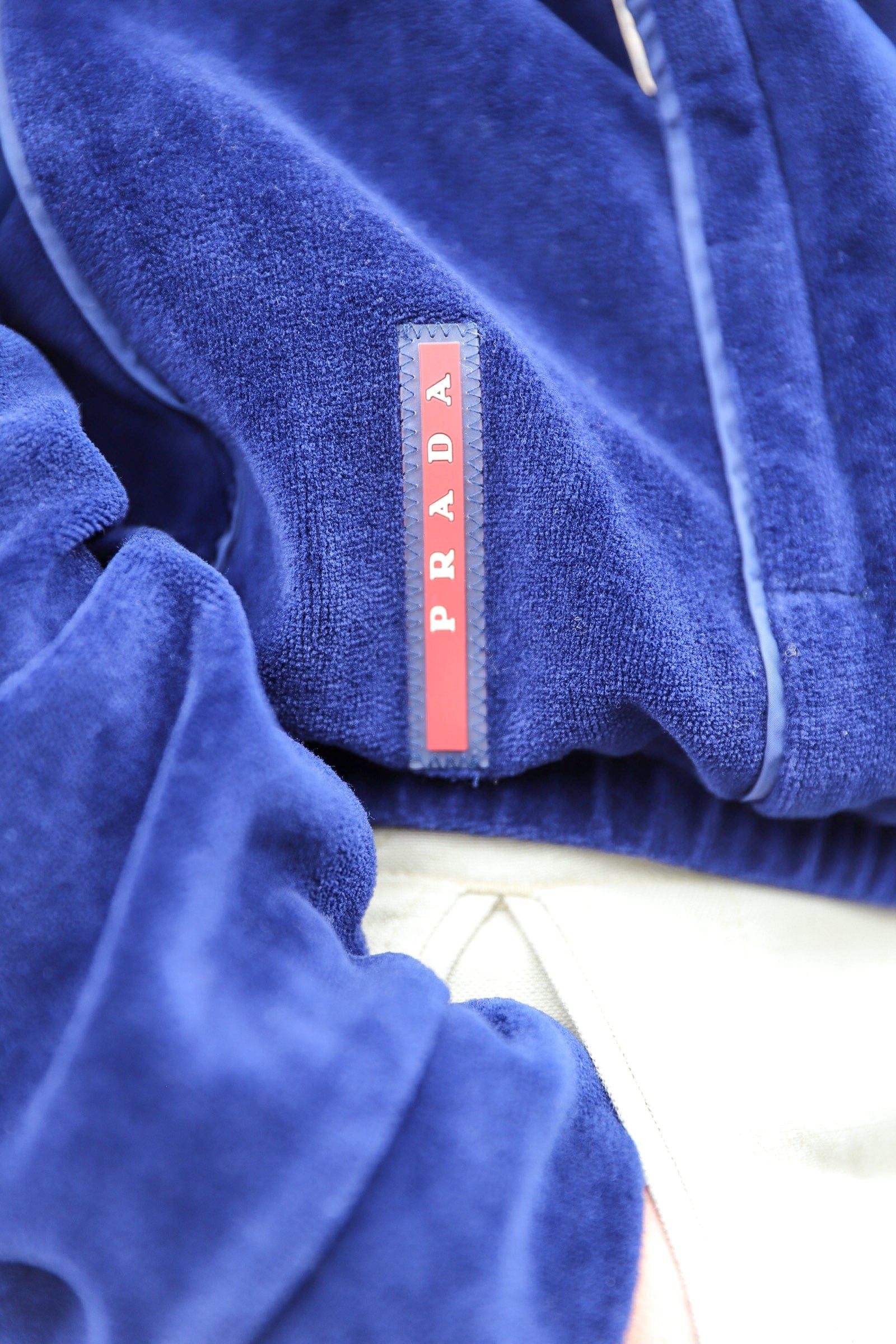 Prada Prada Velour Hoodie Jacket Blue ASL3948
