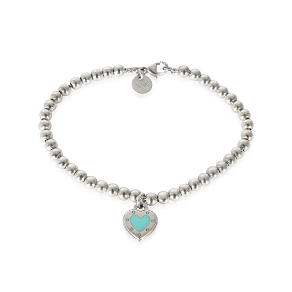 Return to Tiffany Love Tiffany Blue Heart Tag Bead Bracelet Size 6.25