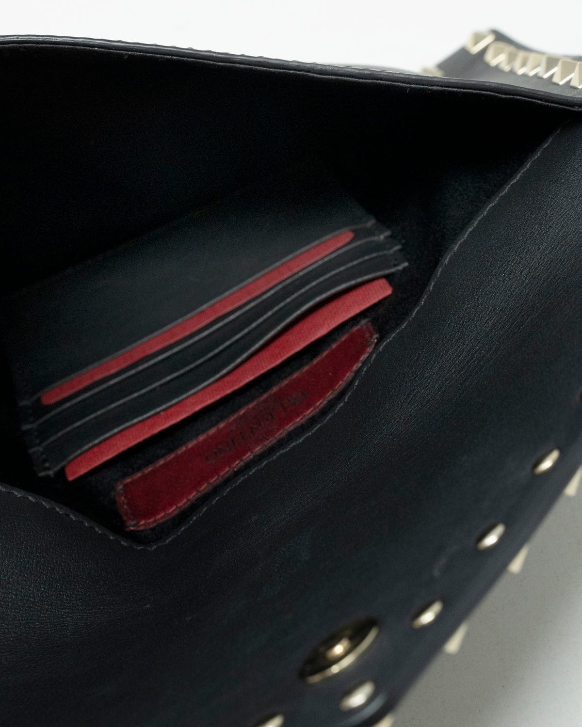 Valentino Valentino Rockstud Black Leather Clutch Bag GHW  - AGL1711