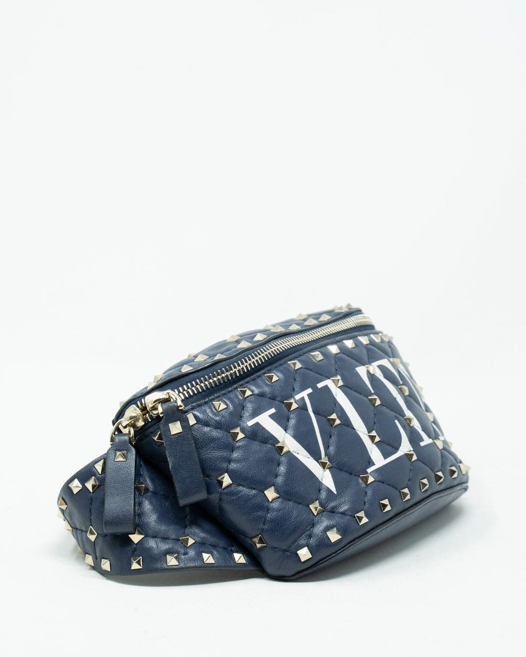 Valentino VLTN Rockstud Navy Leather Waist Bag AGL1938