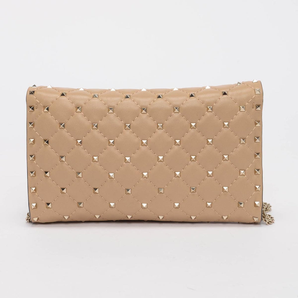 Valentino Beige Nappa Rockstud Spike Crossbody Clutch LuxuryPromise