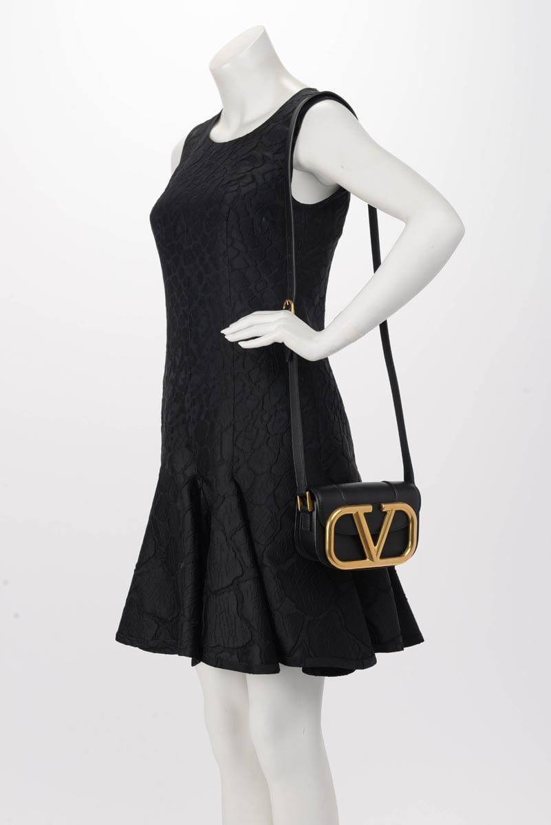 Valentino Valentino Black Smooth Calfskin Small Supervee Bag