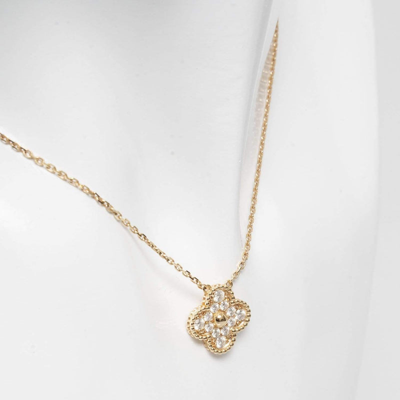 Van Cleef Vintage Alhambra Pendant Rose Gold with Diamonds
