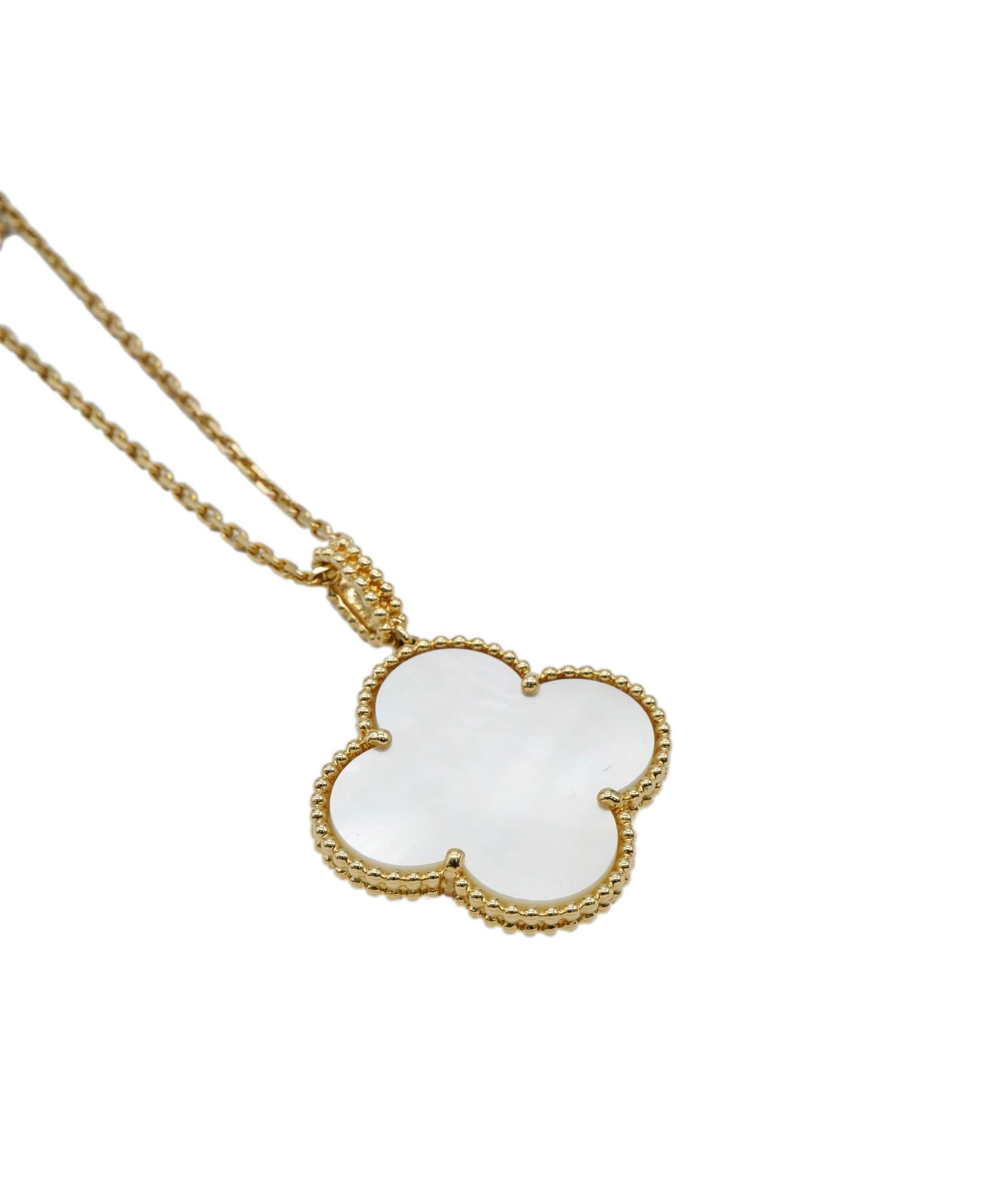 Vca Mop Necklace VCA Magic Alhambra MOP Yellow Gold Pendant Long