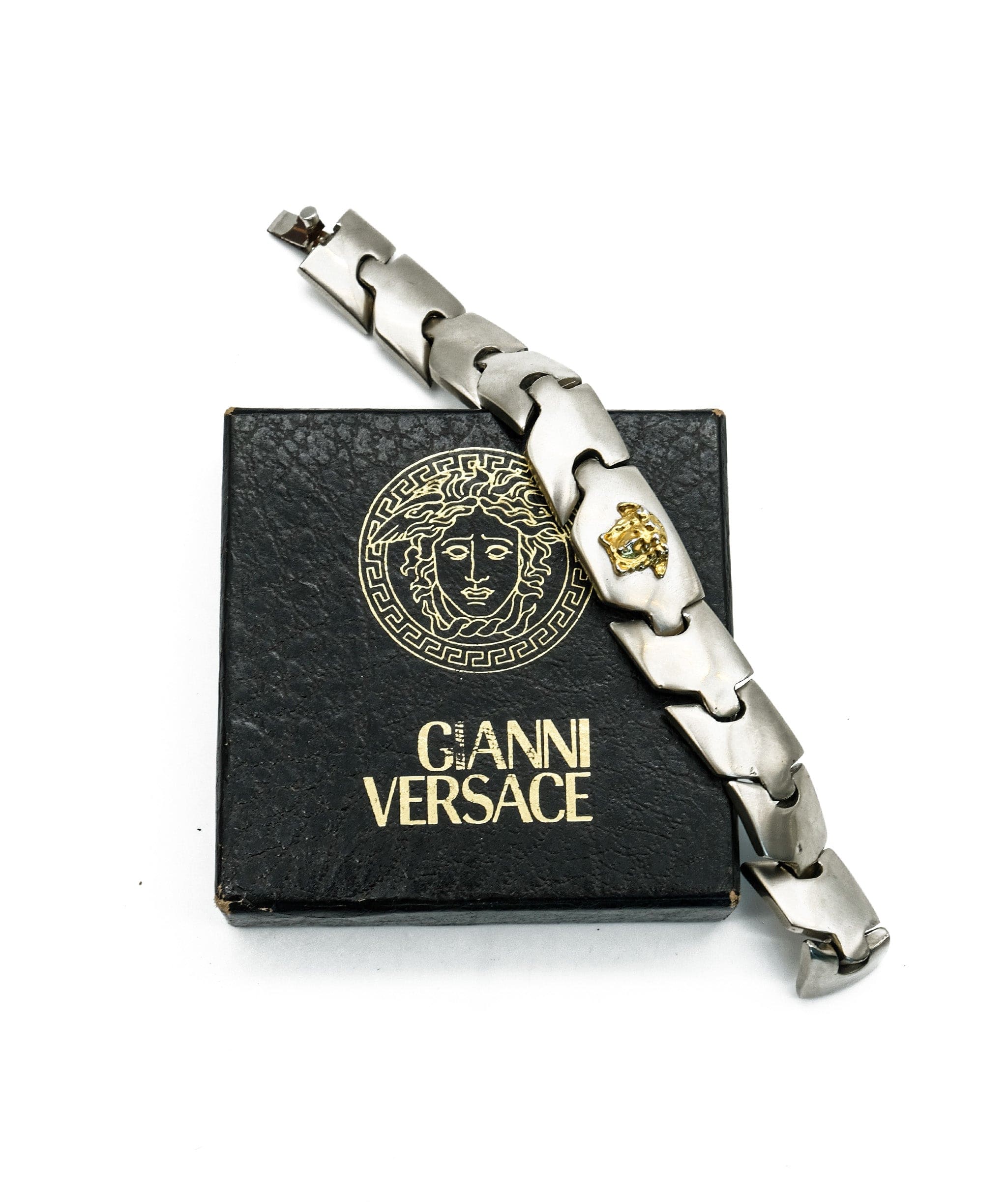 Versace Silver GIANNI VERSACE Bracelet with gold Medusa logo Vintage Y2K