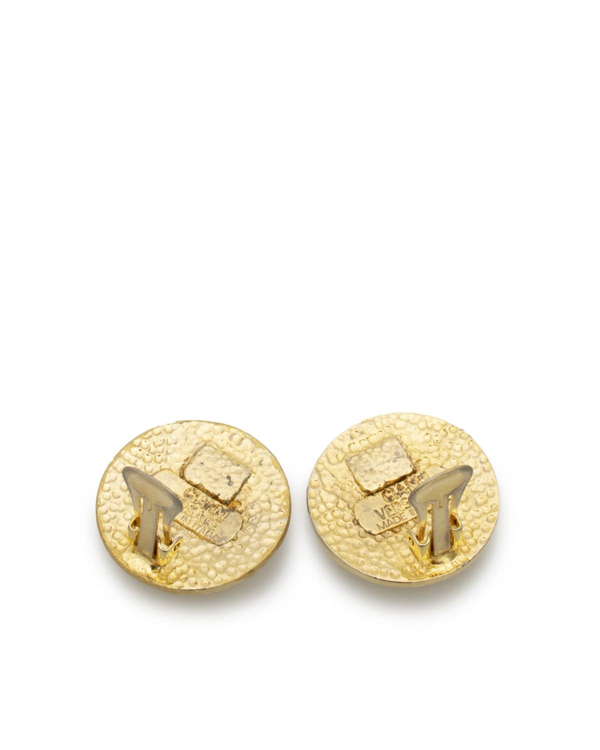 Versace Vintage Gianni Versace round gold tone medusa face motif earrings - AWC1095