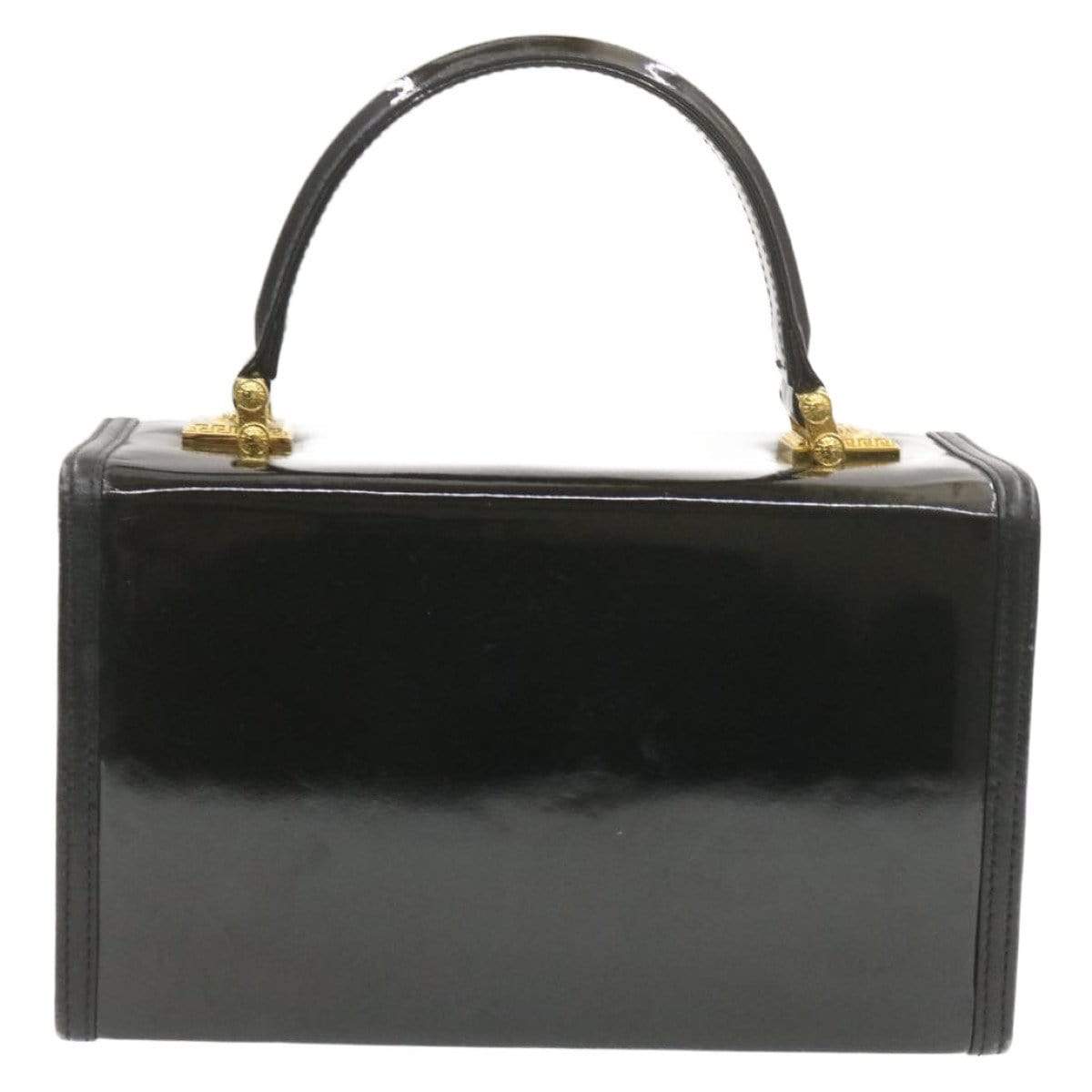 Versace GIANNI VERSACE Sun Face Hand Bag Black Patent Leather