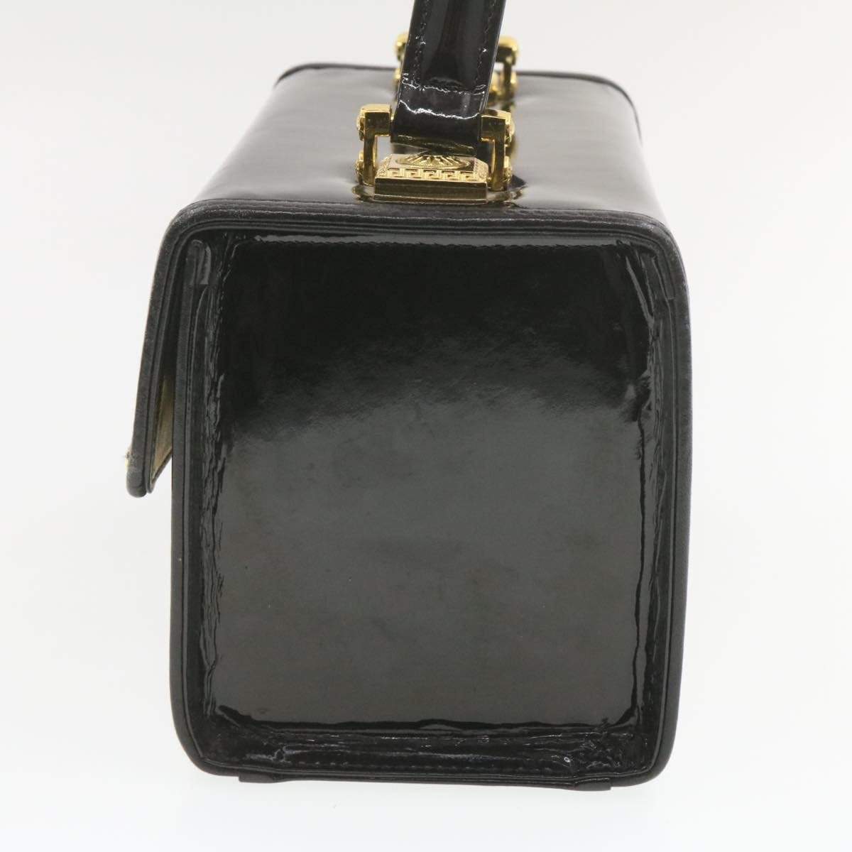 Versace GIANNI VERSACE Sun Face Hand Bag Black Patent Leather