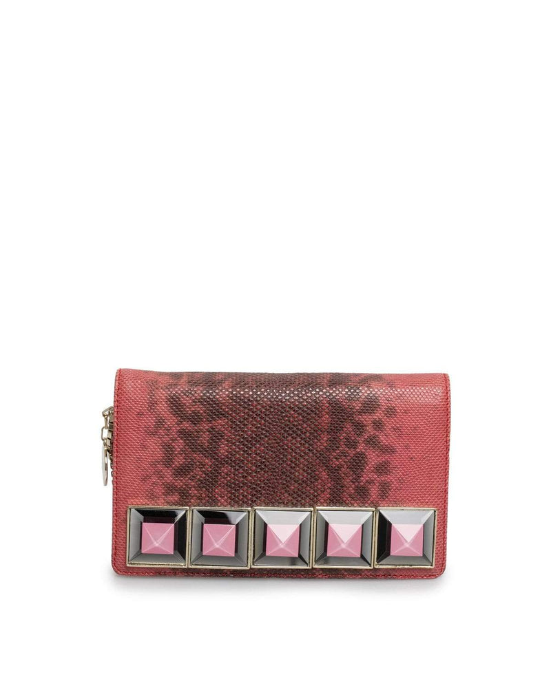Versace Versace Python Embossed Pink Wallet On Chain - AGL1431