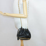 Versace Versace Vintage Chain Shoulder Bag Black Leather