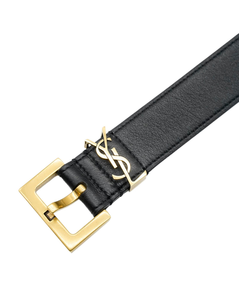 SAINT LAURENT Olive Wide Leather Jewel Belt