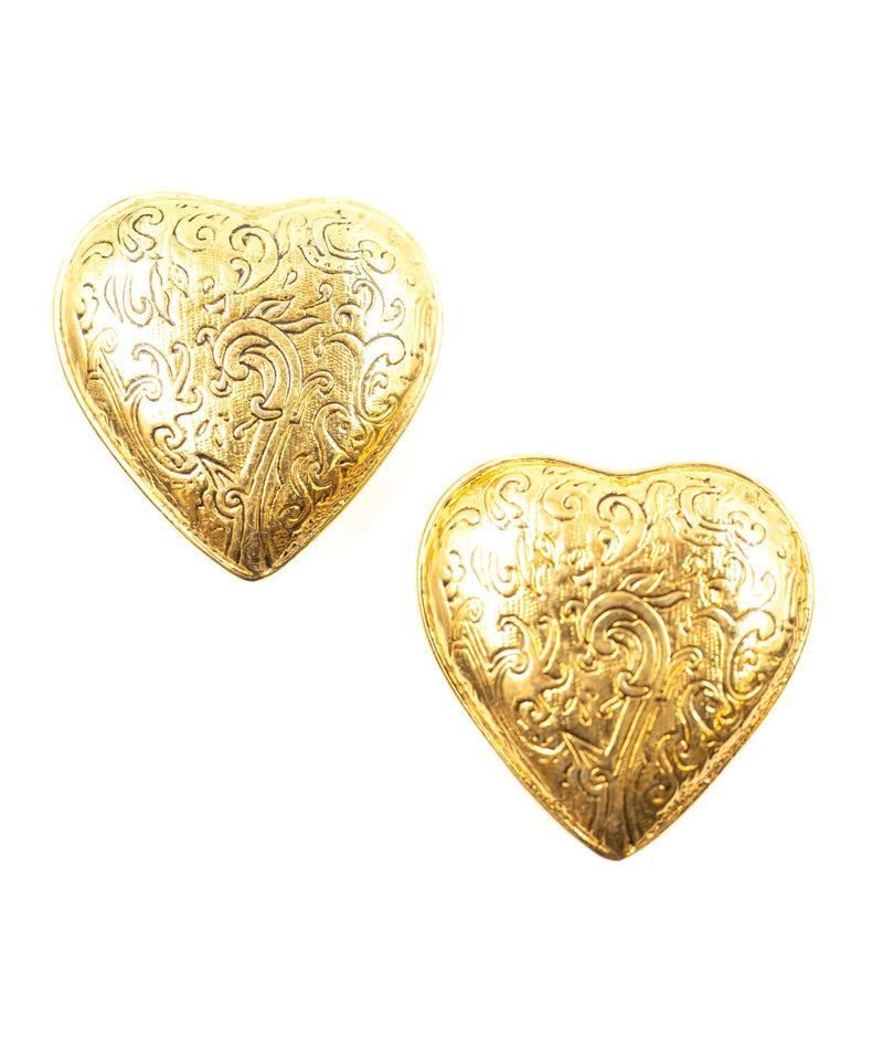 Authentic Louis Vuitton Gold Monogram heart Earrings 3 Set 3cm