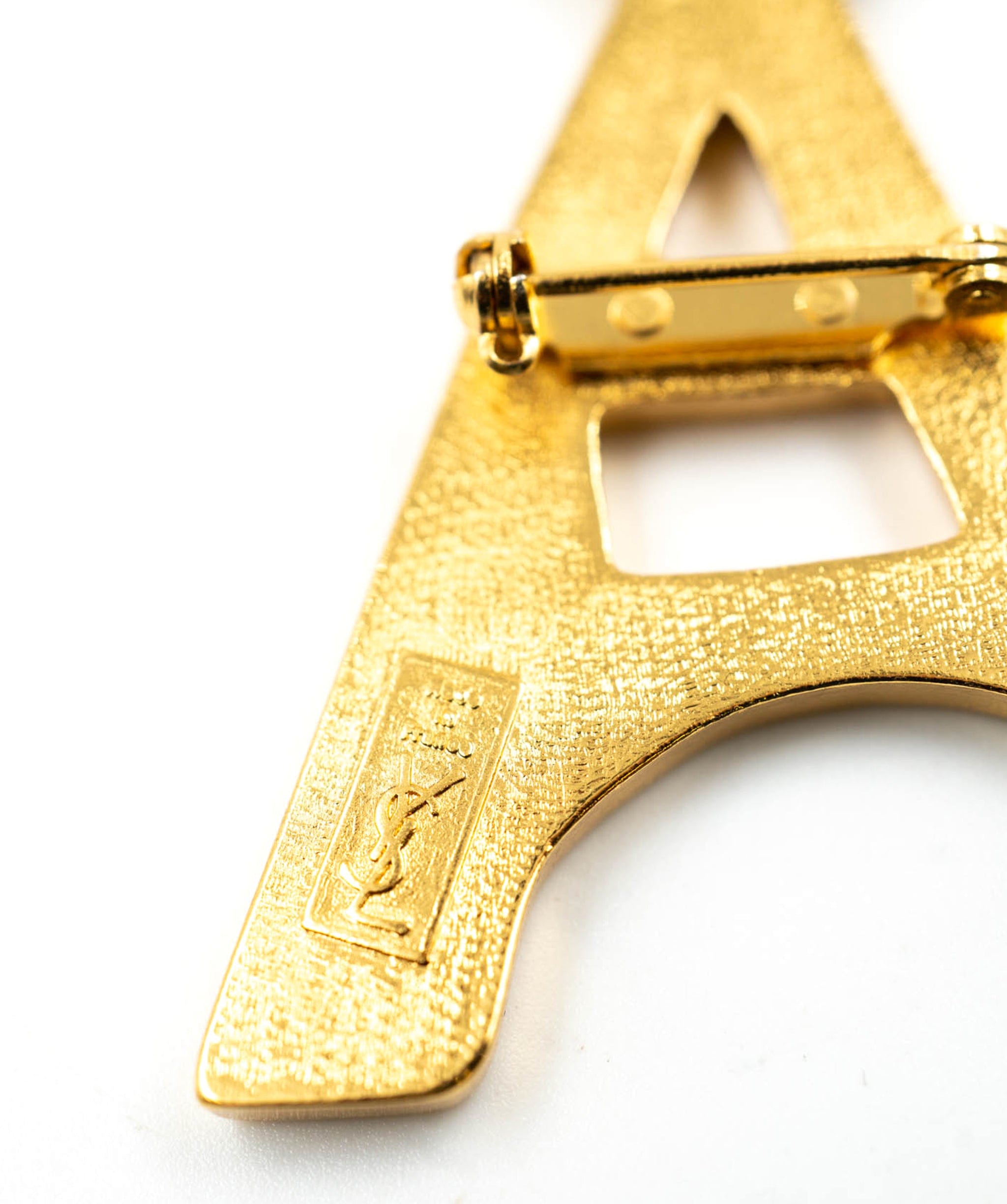 Yves Saint Laurent YSL gold eiffel tower brooch - AWL3860