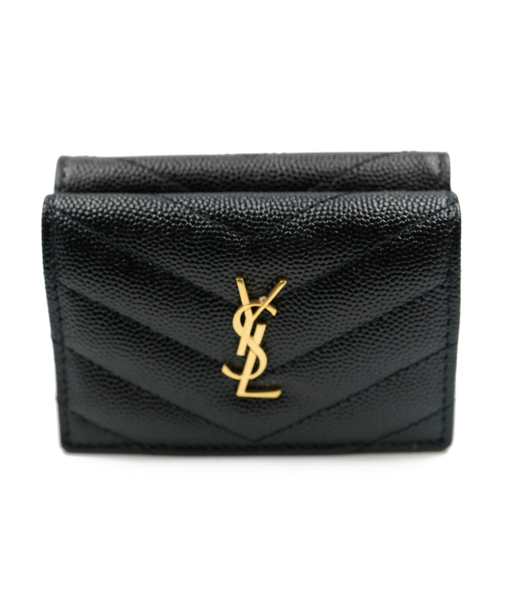 YSL grained leather black small compact wallet with gold hardware ASL5 –  LuxuryPromise