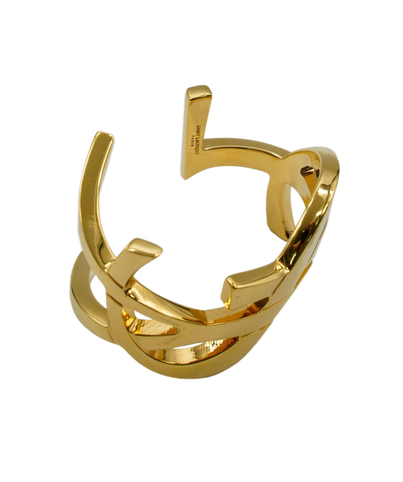 via Saint Laurent - Saint Laurent YSL Logo Double Wrap Bracelet 'Black/Gold'  - RvceShops | 7087950IH0J1000