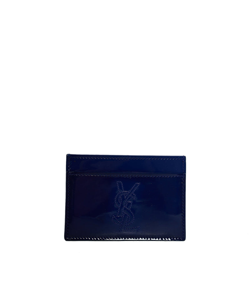 Yves Saint Laurent Ysl patent Blue card holder  - ADL1083