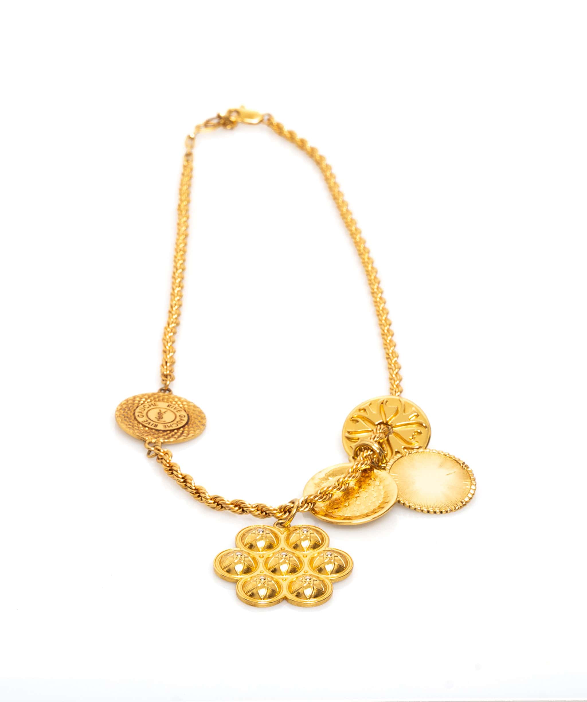 Yves Saint Laurent YSL Rive gauche Gold coin necklace - AWL1254