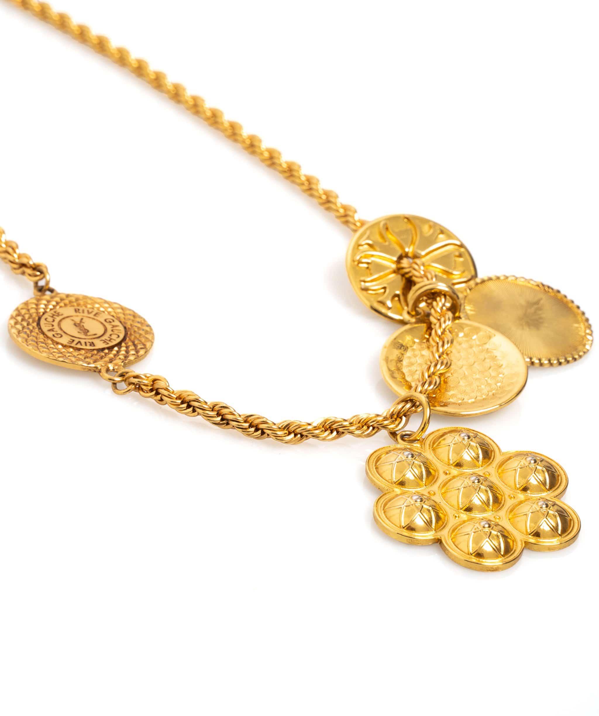 Yves Saint Laurent YSL Rive gauche Gold coin necklace - AWL1254
