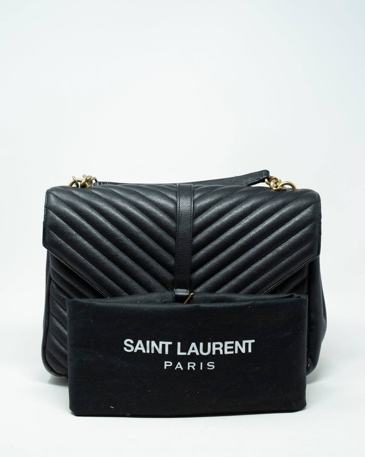 Yves Saint Laurent Black Chevron YSL college bag - AWL3124