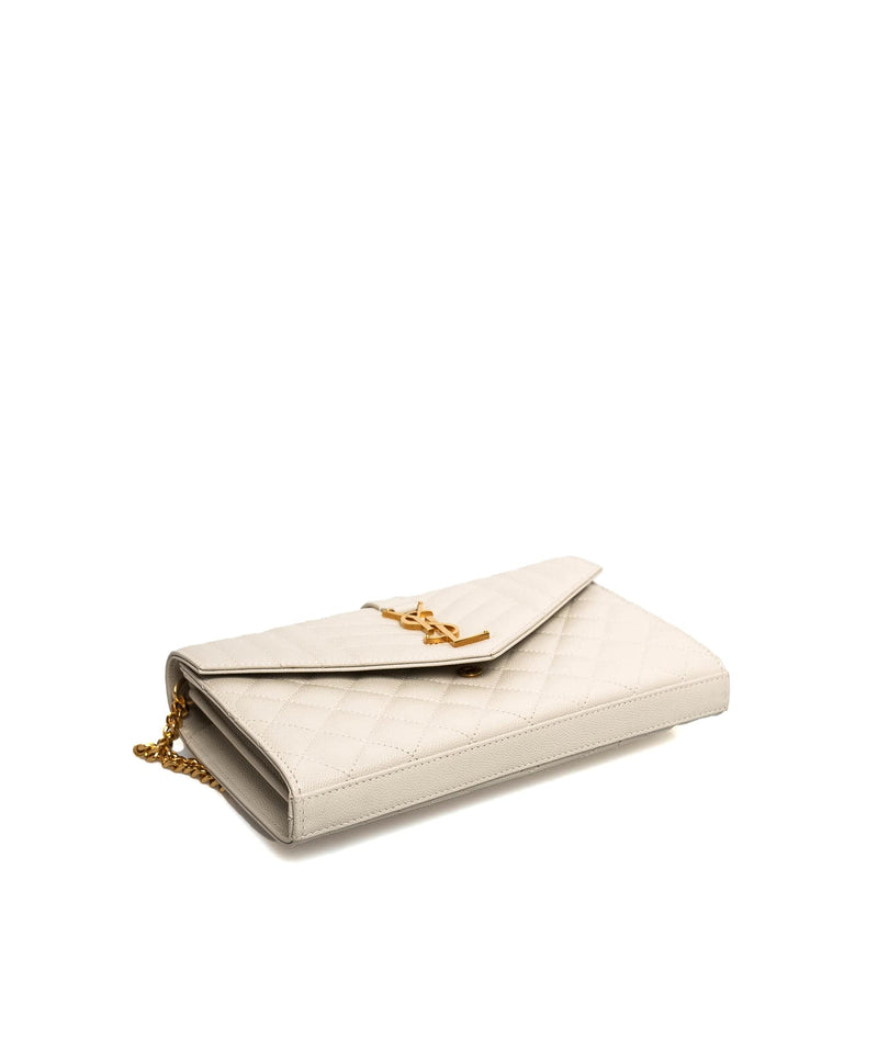 Saint Laurent Cream Envelope Crossbody Bag GHW - AGL1534