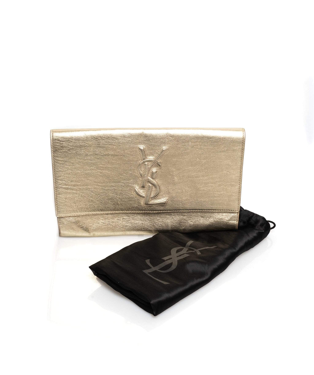 Leather clutch bag Saint Laurent Gold in Leather - 22519424