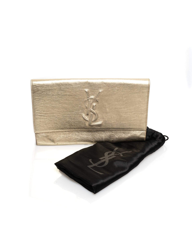 Belle de jour vinyl clutch bag Yves Saint Laurent Gold in Vinyl