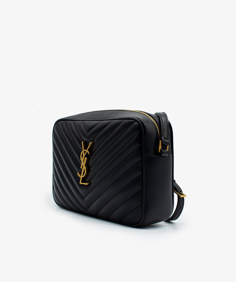 Yves Saint Laurent YSL Black Chevron Camera Bag