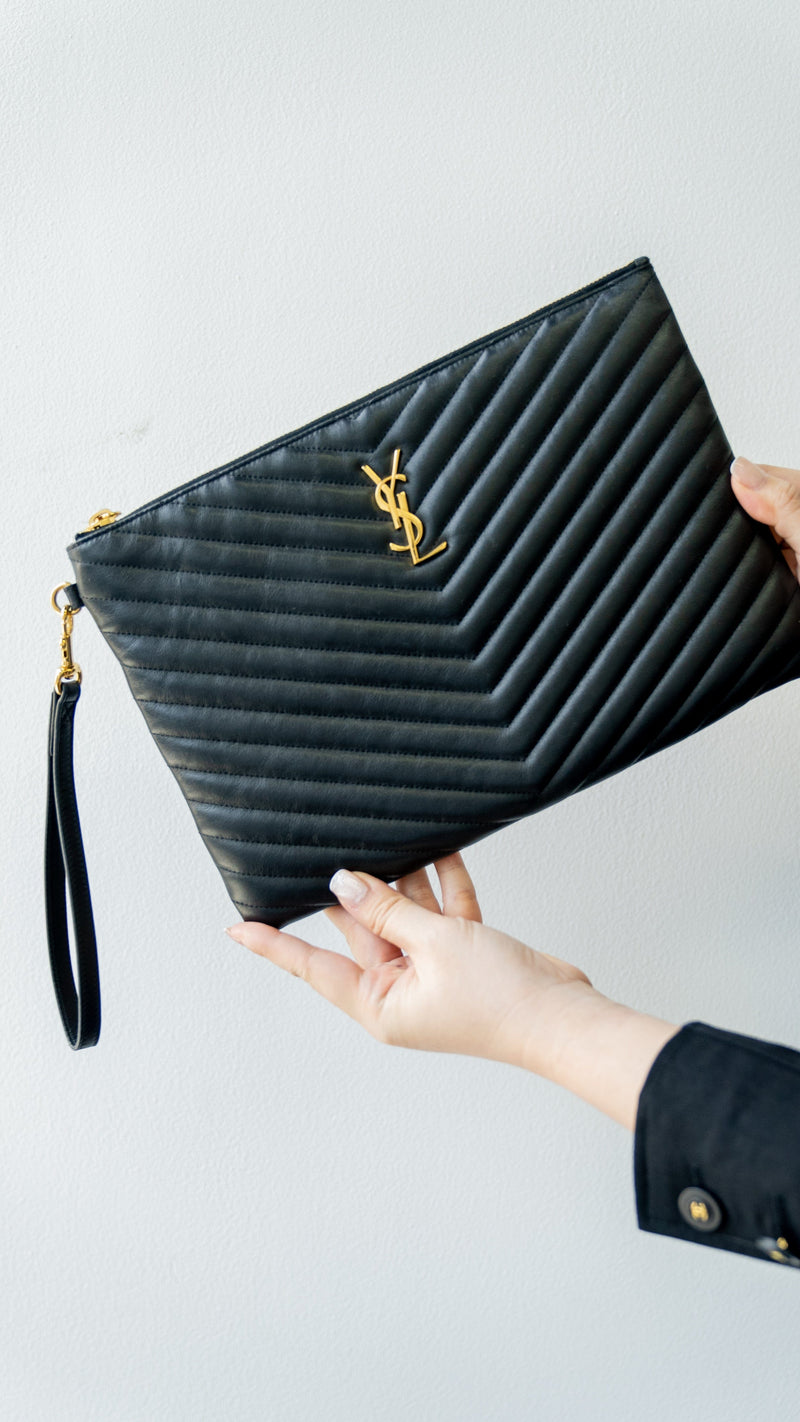 Ysl discount chevron clutch