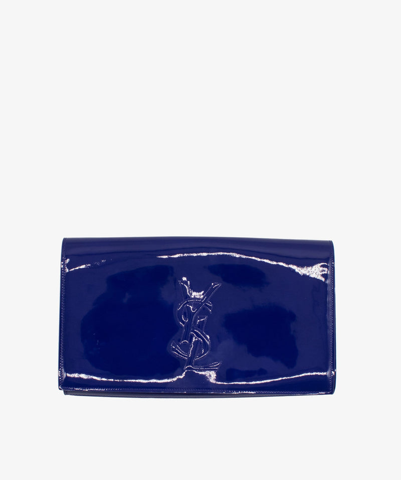 Yves Saint Laurent YSL Blue Belle Du Jour Patent Clutch Bag - RJC1033