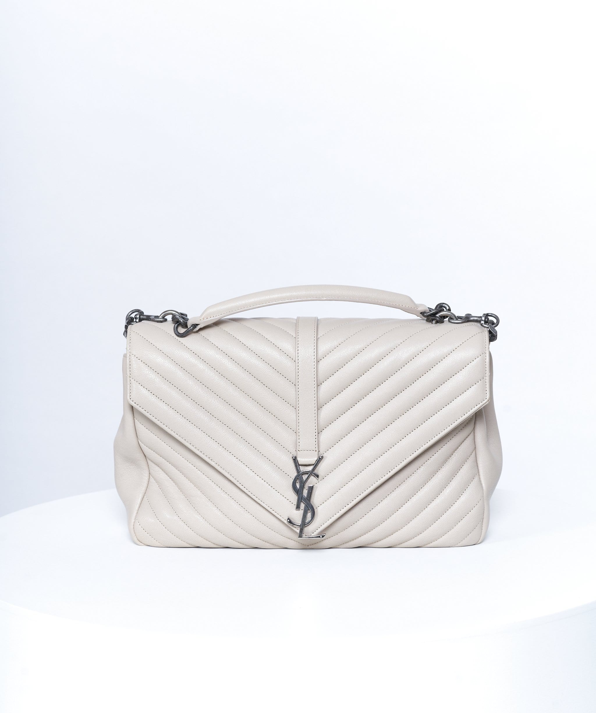 Yves Saint Laurent YSL Chevron bag beige