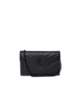 Yves Saint Laurent YSL Chevron Black Wallet on Chain Bag   - ADL1218