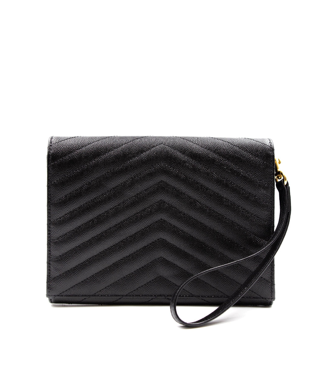 Ysl black quilted store clutch