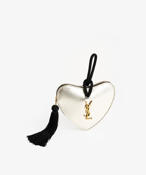 Saint Laurent Gold Heart Tassel Evening Bag - shop 