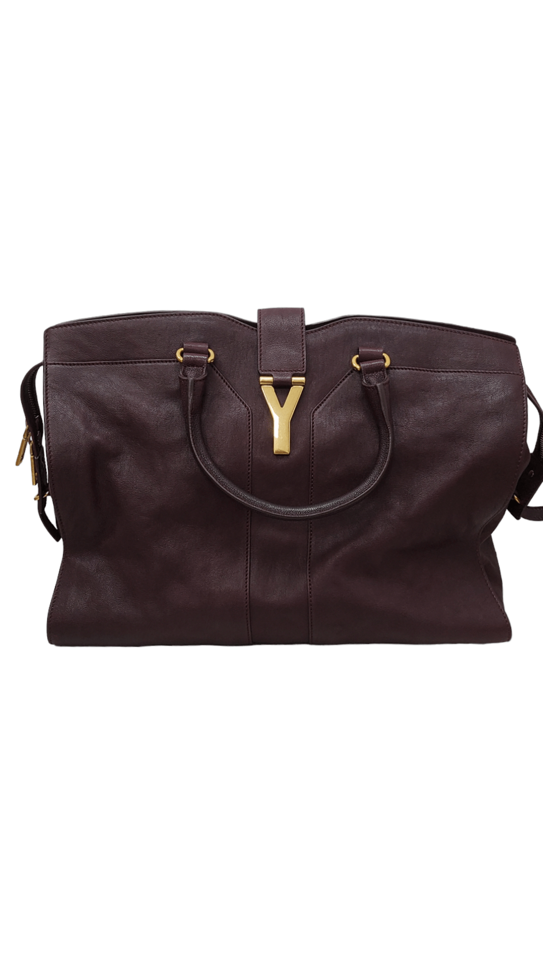 Yves Saint Laurent YSL Large Cabas Chyc in Burgundy and Gold Hardware SKC1301