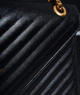 Yves Saint Laurent YSL large envelope black bag GHW AGL1179
