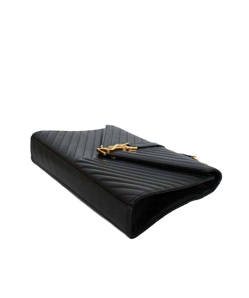 Yves Saint Laurent YSL large envelope black bag GHW AGL1179