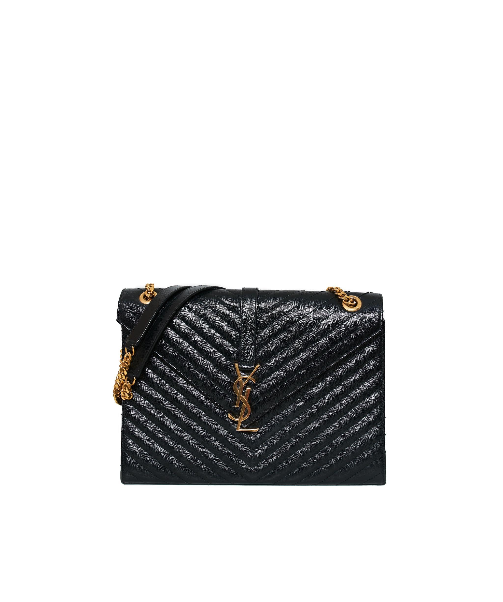 Yves Saint Laurent YSL large envelope black bag GHW AGL1179