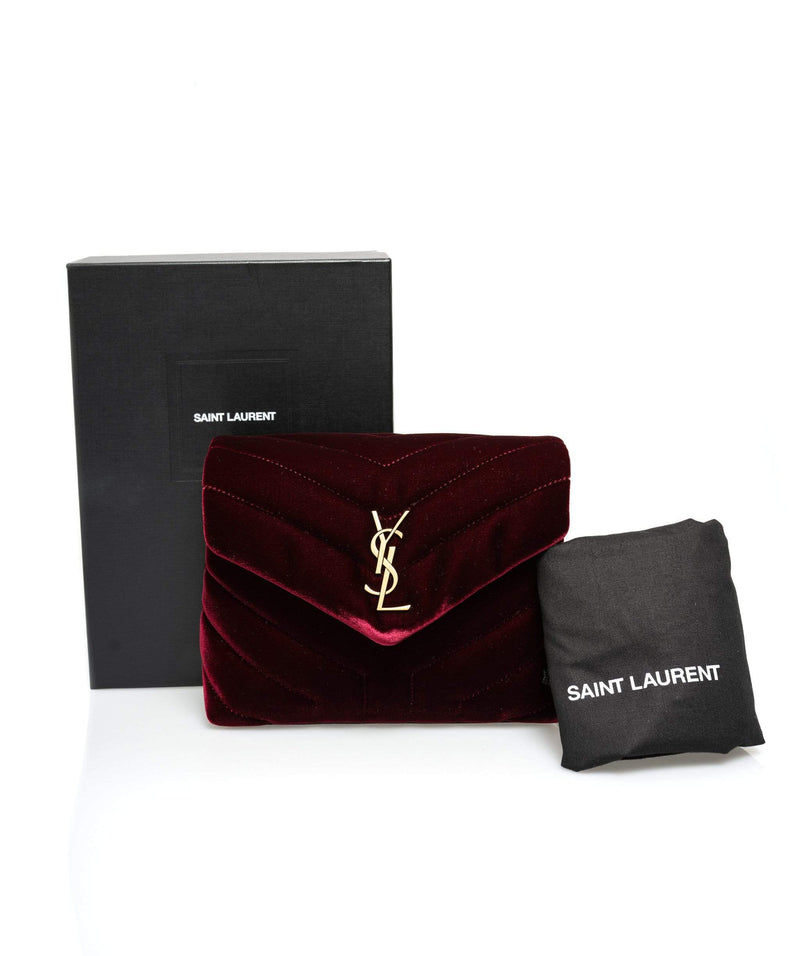 Yves Saint Laurent YSL Lou Lou Burgundy Velvet Toy Crossbody Bag - ADL1349