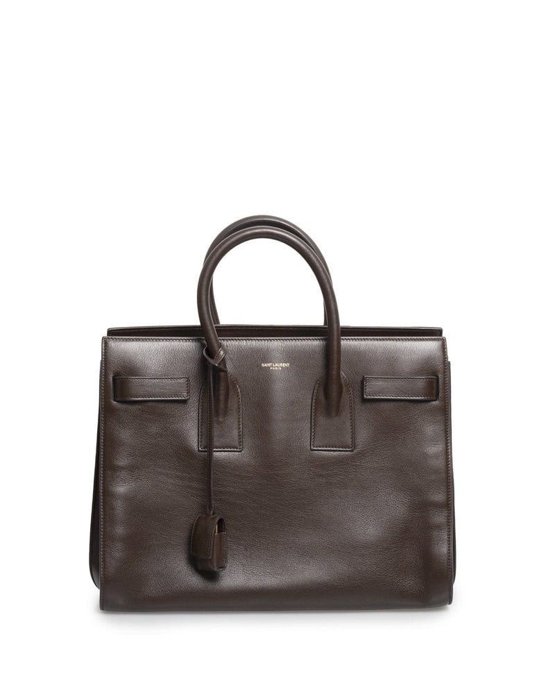 Auth YVES SAINT LAURENT Brown & Beige Leather Shoulder Tote Bag Purse  #54320E | eBay